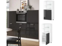 Vicco Herdumbauschrank R-Line Herdschrank Anthrazit Hochglanz/Weiß 60 cm