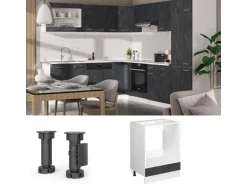 Vicco Herdumbauschrank R-Line Schwarz Beton/Weiß 60 cm ohne Arbeitsplatte