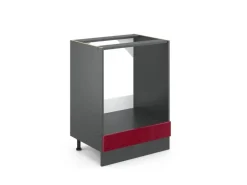 Vicco Herdumbauschrank R-Line Bordeaux Hochglanz/Anthrazit 60 cm ohne Arbeitsplatte