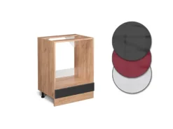 Vicco Herdumbauschrank R-Line Anthrazit Hochglanz/Goldkraft Eiche 60 cm AP Marmor