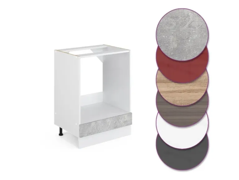 Vicco Herdumbauschrank R-Line Herdschrank Beton/Weiß 60 cm ohne Arbeitsplatte