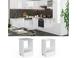 Vicco Herdumbauschrank R-Line Weiß Hochglanz/Weiß 60 cm ohne Arbeitsplatte