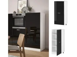 Vicco Herdumbauschrank R-Line Küchenkommode Schwarz Hochglanz/Weiß 60 cm