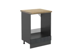 Vicco Herdumbauschrank R-Line Herdschrank Schwarz Beton/Anthrazit 60 cm AP Eiche