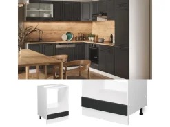 Vicco Herdumbauschrank R-Line Anthrazit Landhaus/Weiß 60 cm AP Eiche