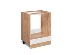 Vicco Herdumbauschrank R-Line Weiß Hochglanz/Goldkraft Eiche 60 cm ohne Arbeitsplatte