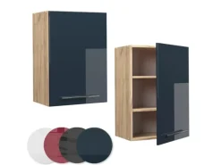 Vicco Hängeschrank Fame-Line Dunkelblau Hochglanz/Goldkraft Eiche 50 cm