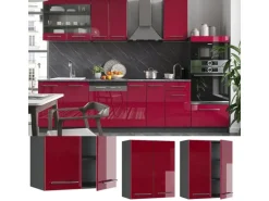 Vicco Hängeschrank Fame-Line Hängender Küchenschrank Bordeaux Hochglanz/Anthrazit 60 cm