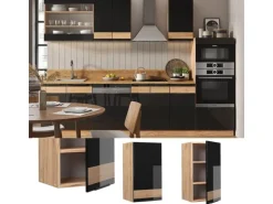 Vicco Hängeschrank Fame-Line Schwarz-Eiche Hochglanz/Goldkraft Eiche 40 cm