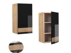 Vicco Hängeschrank Fame-Line Schwarz-Eiche Hochglanz/Goldkraft Eiche 40 cm