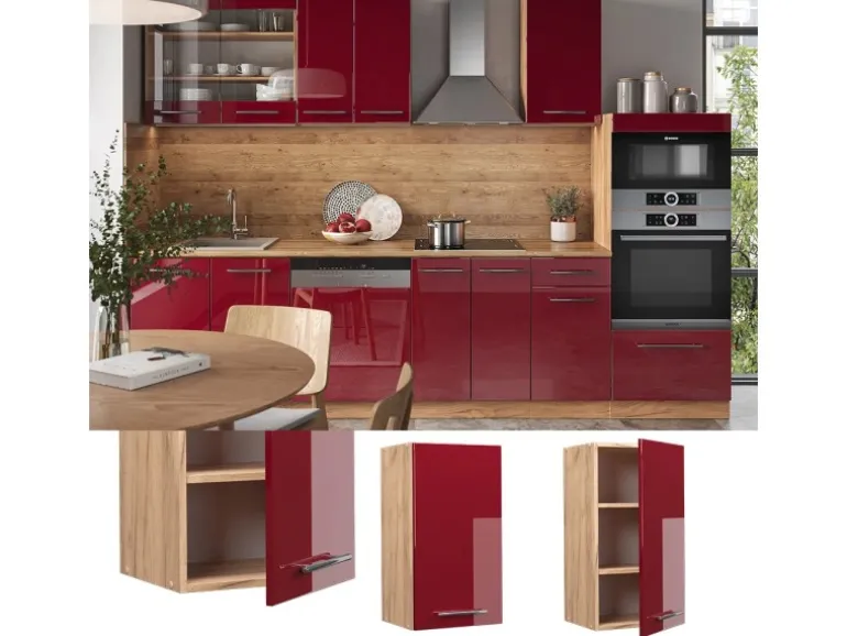 Vicco Hängeschrank Fame-Line Bordeaux Hochglanz/Goldkraft Eiche 40 cm