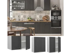 Vicco Hängeschrank Fame-Line Hängender Küchenschrank Anthrazit-Gold/Weiß 60 cm