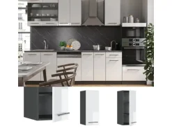 Vicco Hängeschrank Fame-Line Hängender Küchenschrank Weiß Hochglanz/Anthrazit 30 cm