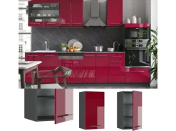 Vicco Hängeschrank Fame-Line Hängender Küchenschrank Bordeaux Hochglanz/Anthrazit 40 cm