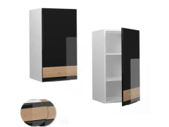 Vicco Hängeschrank Fame-Line Hängender Küchenschrank Schwarz-Eiche Hochglanz/Weiß 40 cm