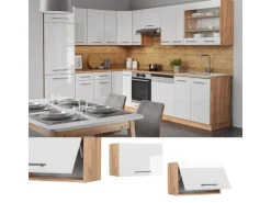 Vicco Hängeschrank Fame-Line Weiß Hochglanz/Goldkraft Eiche 60 cm Flach