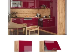 Vicco Hängeschrank R-Line Bordeaux Hochglanz/Goldkraft Eiche 60 cm Flach