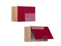 Vicco Hängeschrank R-Line Bordeaux Hochglanz/Goldkraft Eiche 60 cm Flach