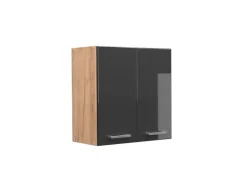 Vicco Hängeschrank R-Line Hängender Küchenschrank Anthrazit Hochglanz/Goldkraft Eiche 60 cm