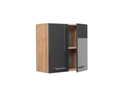 Vicco Hängeschrank R-Line Hängender Küchenschrank Anthrazit Hochglanz/Goldkraft Eiche 60 cm