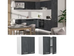 Vicco Hängeschrank R-Line Hängender Küchenschrank Schwarz Beton/Weiß 60 cm