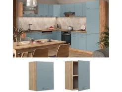 Vicco Hängeschrank R-Line Hängender Küchenschrank Blau-Grau/Goldkraft Eiche 45 cm