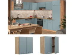 Vicco Hängeschrank R-Line Hängender Küchenschrank Blau-Grau/Goldkraft Eiche 60 cm