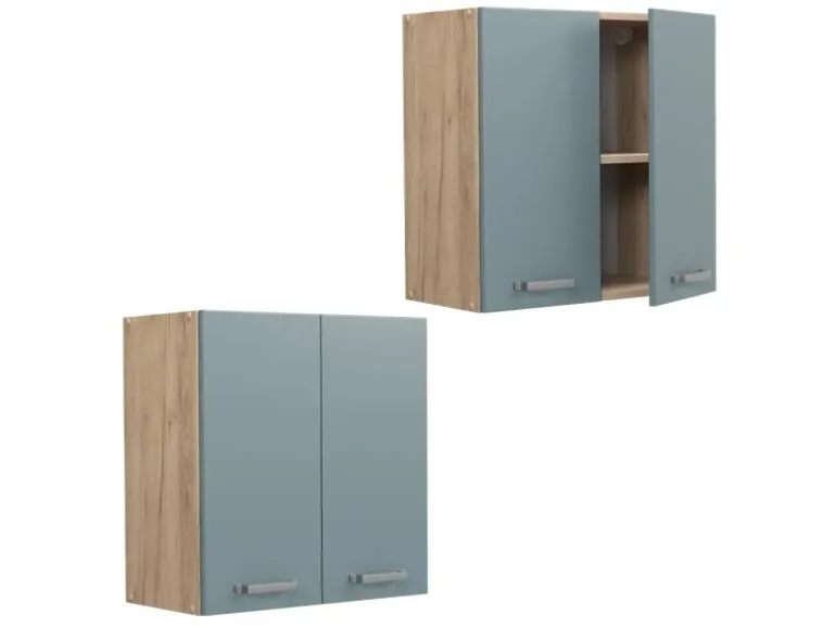 Vicco Hängeschrank R-Line Hängender Küchenschrank Blau-Grau/Goldkraft Eiche 60 cm