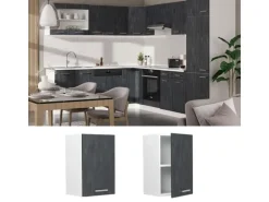 Vicco Hängeschrank R-Line Hängender Küchenschrank Schwarz Beton/Weiß 40 cm