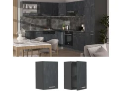 Vicco Hängeschrank R-Line Hängender Küchenschrank Schwarz Beton/Anthrazit 40 cm