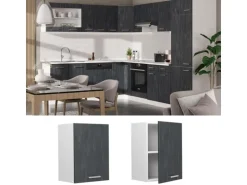 Vicco Hängeschrank R-Line Hängender Küchenschrank Schwarz Beton/Weiß 45 cm