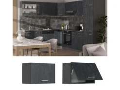 Vicco Hängeschrank R-Line Hängender Küchenschrank Schwarz Beton/Anthrazit 60 cm Flach