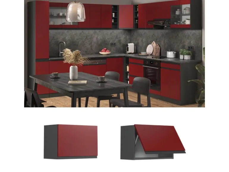 Vicco Hängeschrank R-Line Hängender Küchenschrank Rot/Anthrazit 60 cm J-Shape Flach