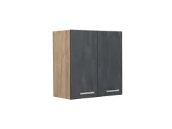 Vicco Hängeschrank R-Line Hängender Küchenschrank Schwarz Beton/Goldkraft Eiche 60 cm