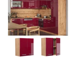 Vicco Hängeschrank R-Line Hängender Küchenschrank Bordeaux Hochglanz/Goldkraft Eiche 60 cm