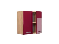 Vicco Hängeschrank R-Line Hängender Küchenschrank Bordeaux Hochglanz/Goldkraft Eiche 60 cm