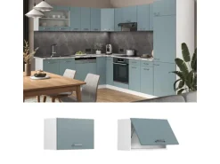 Vicco Hängeschrank R-Line Hängender Küchenschrank Blau-Grau/Weiß 60 cm Flach