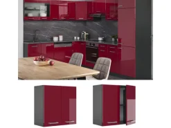 Vicco Hängeschrank R-Line Hängender Küchenschrank Bordeaux Hochglanz/Anthrazit 60 cm