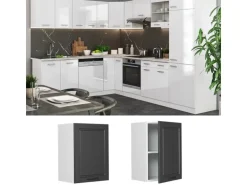 Vicco Hängeschrank R-Line Hängender Küchenschrank Anthrazit Landhaus/Weiß 45 cm