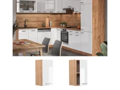 Vicco Hängeschrank R-Line Hängender Küchenschrank Weiß Hochglanz/Goldkraft Eiche 30 cm