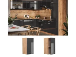 Vicco Hängeschrank R-Line Hängender Küchenschrank Anthrazit Hochglanz/Goldkraft Eiche 30 cm