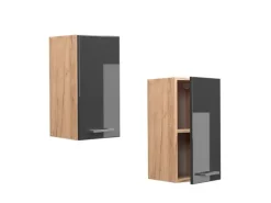 Vicco Hängeschrank R-Line Hängender Küchenschrank Anthrazit Hochglanz/Goldkraft Eiche 30 cm