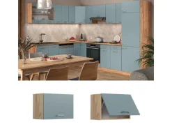 Vicco Hängeschrank R-Line Hängender Küchenschrank Blau-Grau/Goldkraft Eiche 60 cm Flach