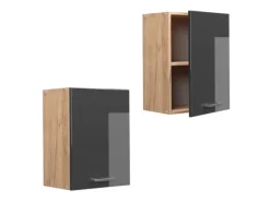 Vicco Hängeschrank R-Line Hängender Küchenschrank Anthrazit Hochglanz/Goldkraft Eiche 45 cm