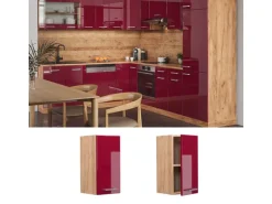 Vicco Hängeschrank R-Line Hängender Küchenschrank Bordeaux Hochglanz/Goldkraft Eiche 30 cm