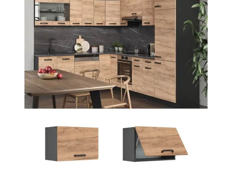 Vicco Hängeschrank R-Line Hängender Küchenschrank Goldkraft Eiche/Anthrazit 60 cm Flach