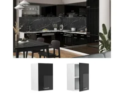 Vicco Hängeschrank R-Line Hängender Küchenschrank Schwarz Hochglanz/Weiß 40 cm