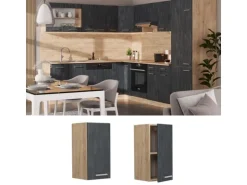 Vicco Hängeschrank R-Line Hängender Küchenschrank Schwarz Beton/Goldkraft Eiche 30 cm