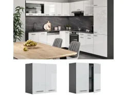 Vicco Hängeschrank R-Line Hängender Küchenschrank Weiß Hochglanz/Anthrazit 60 cm