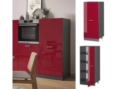 Vicco Hochschrank R-Line Küchenkommode Bordeaux Hochglanz/Anthrazit 60 cm